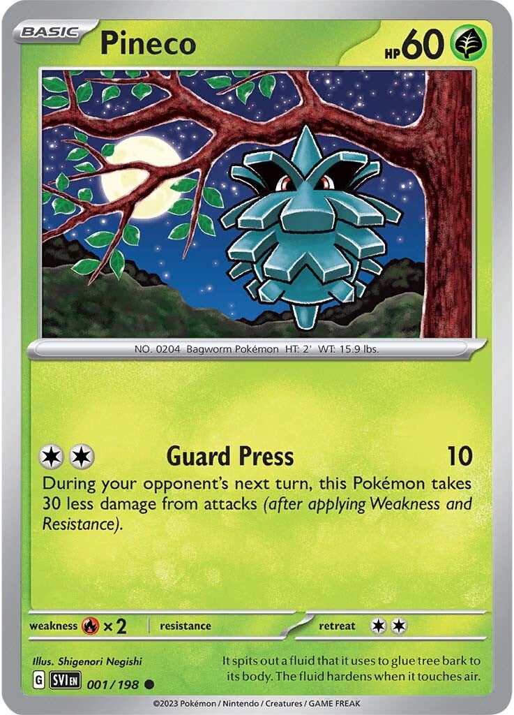 1980 pokemon cards Pineco (001/198) [Scarlet & Violet: Base Set]