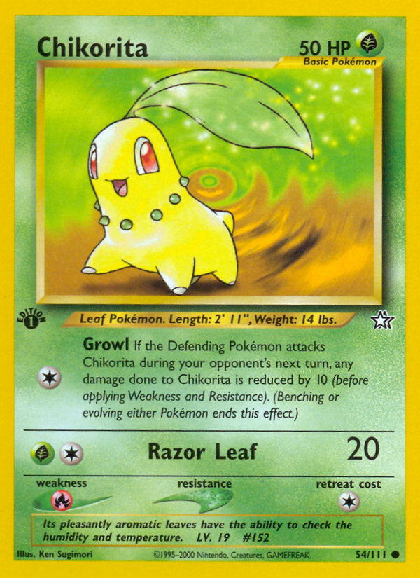 pokemon neo genesis card prices Chikorita (54/111) [Neo Genesis 1st Edition]