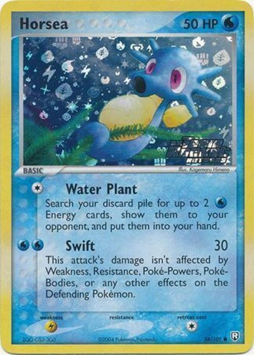 horsea pokemon card value (67/64) Water Water Smokescreen (10) During your opponents next turn Horsea (58/109) (Stamped) [EX: Team