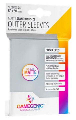 GameGenic Matte Prime Outer Sleeves - Standard Size - Clear (50-Pack) - GameGenic Card Sleeves
