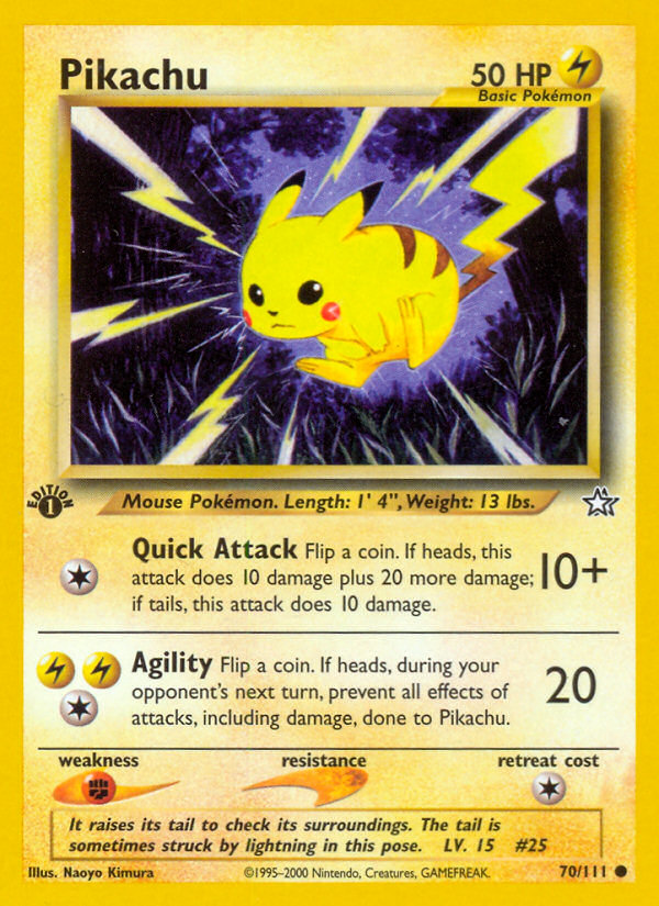 pikachu pokemon card 1995 Pikachu (70/111) [Neo Genesis 1st Edition]