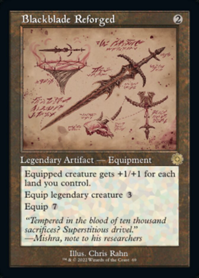 schematic mtg cards Blackblade Reforged (Retro Schematic) [The Brothers' War Retro Artifac