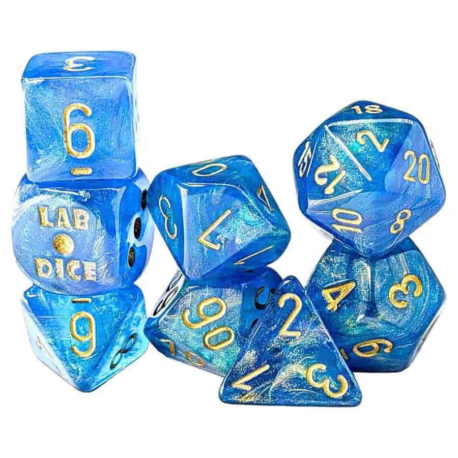 7CT Lab Dice: Shimmer Aqueous with Gold