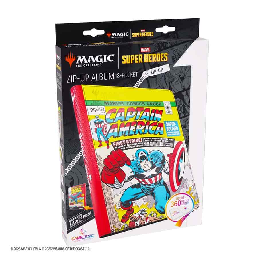 GAMEGENIC: MAGIC THE GATHERING: MSH MARVEL SUPER HEROES: 18-POCKET ZIP-UP ALBUM: CAPTAIN AMERICA AND BLACK PANTHER