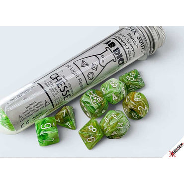 7CT Lab Dice: Marble Sour Green with White