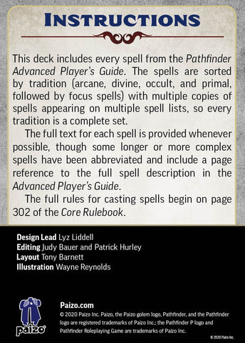 Pathfinder RPG (2E): Spell Cards - Advanced Player's Guide