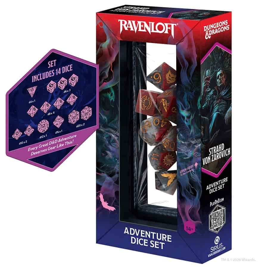 Sirius Dice: Dungeons and Dragons: 7ct Adventure Dice (Sharp-Edged): Darklord Strahd Von Zarovich