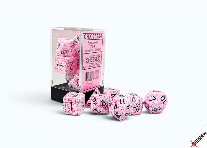 Speckled Dice: Polyhedral Pink With Black 7-Die Set