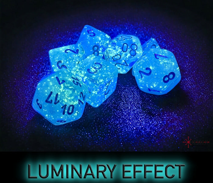 Borealis Sky Blue/White Luminary Polyhedral 7-Dice Set (CHX 27586)