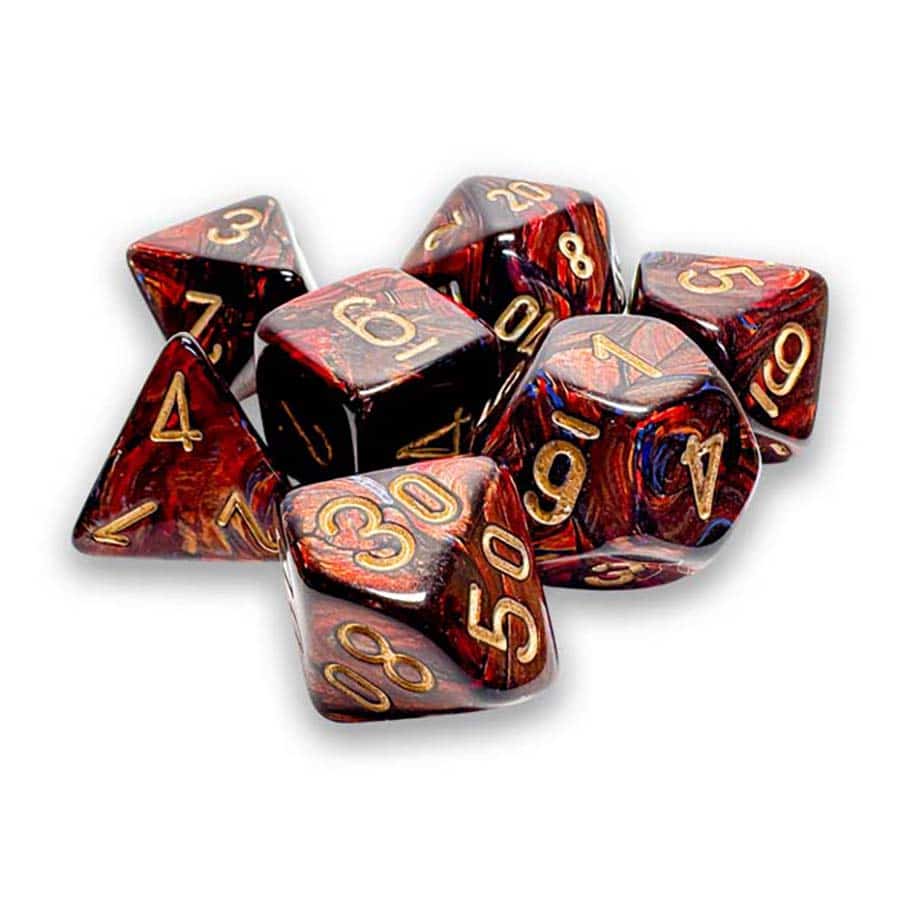 7ct Mega-Hedral Dice Set: Scarab Blue Blood with Gold