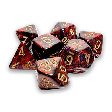 7ct Mega-Hedral Dice Set: Scarab Blue Blood with Gold