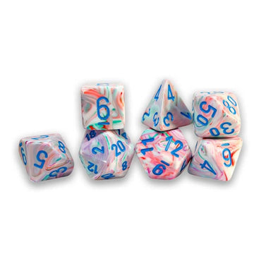 7ct Mega-Hedral Dice Set: Festive Pop Art with Blue