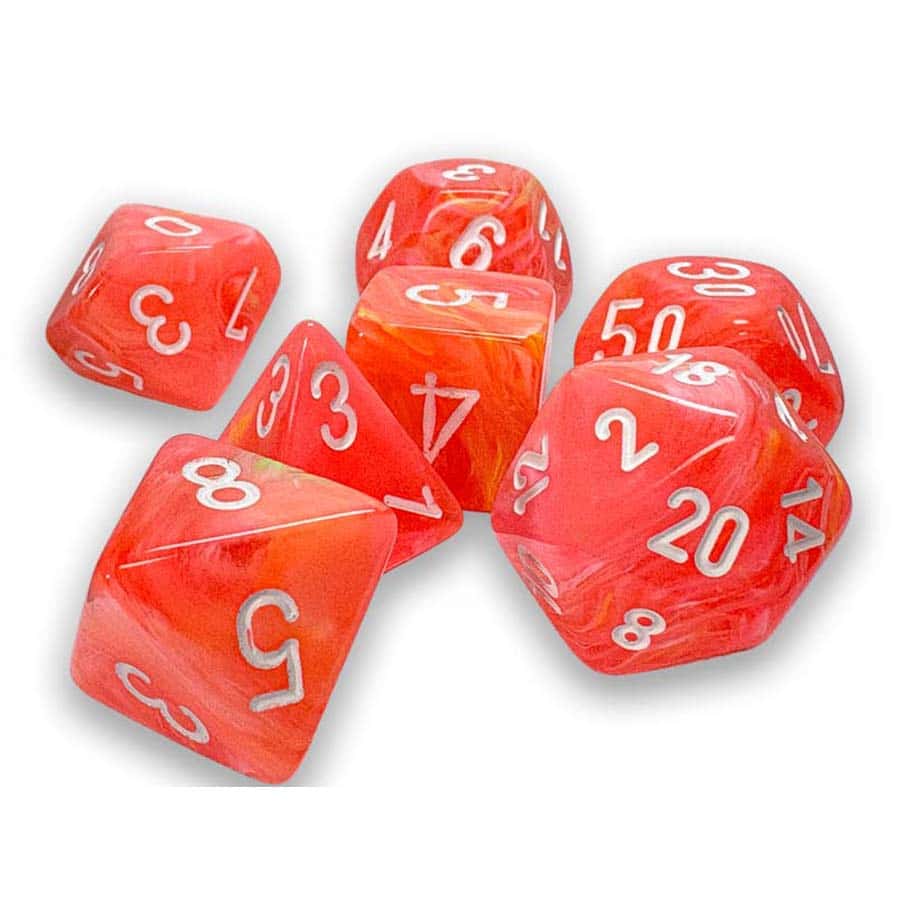 7ct Mega-Hedral Dice Set: Festive Dahlia with White