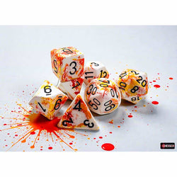 BRUSHED DICE: POLYHEDRAL SUNRISE WITH BLACK 7-DIE SET
