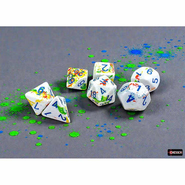 BRUSHED DICE: POLYHEDRAL BREEZY WITH BLUE 7-DIE SET