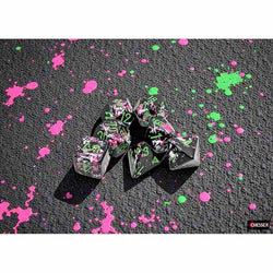 BRUSHED DICE: POLYHEDRAL PAINTBALL WITH GREEN 7-DIE SET