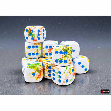 BRUSHED DICE: 16MM D6 BREEZY WITH BLUE DICE BLOCK (12 DICE)