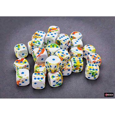BRUSHED DICE: 12MM D6 BREEZY WITH BLUE DICE BLOCK (36 DICE)