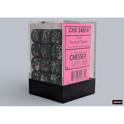 BRUSHED DICE: 12MM D6 PAINTBALL WITH GREEN DICE BLOCK (36 DICE)