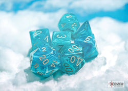 Cirrus Aqua/Silver Polyhedral 7-Dice Set (CHX 27465)