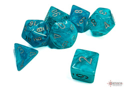 Cirrus Aqua/Silver Polyhedral 7-Dice Set (CHX 27465)