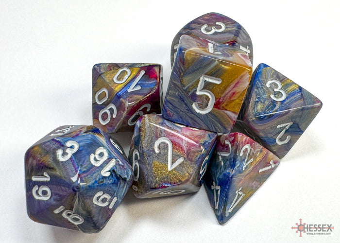 Festive Carousel/White Polyhedral 7-Dice Set (CHX 27440)