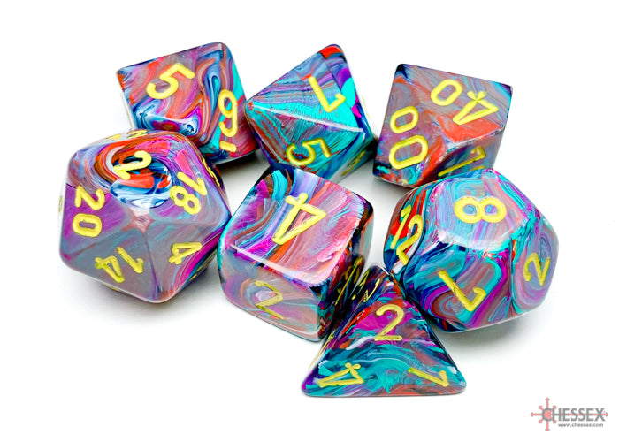 7ct Festive Polyhedral Dice Set: Mosaic/Yellow