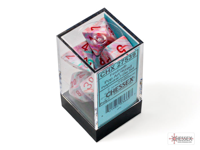 Festive Pop Art/Red Polyhedral 7-Dice Set (CHX 27539)