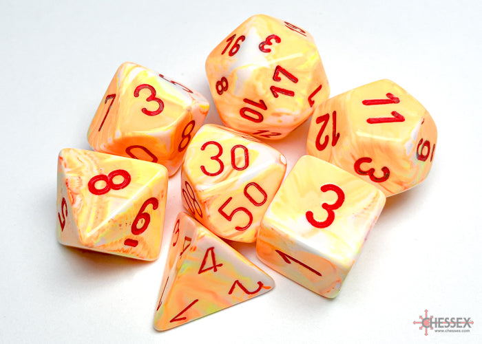 Festive Sunburst/Red Polyhedral 7-Dice Set (CHX 27453)