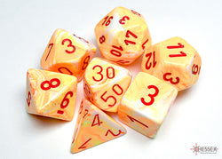 Festive Sunburst/Red Polyhedral 7-Dice Set (CHX 27453)