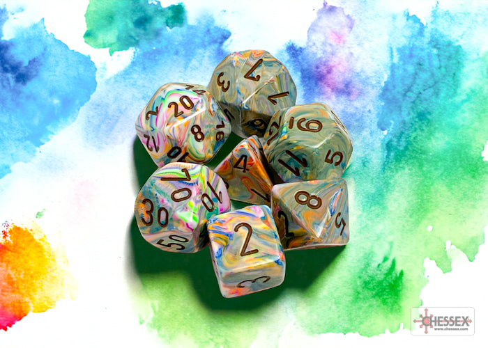 Festive Vibrant/Brown Polyhedral 7-Dice Set (CHX 27441)