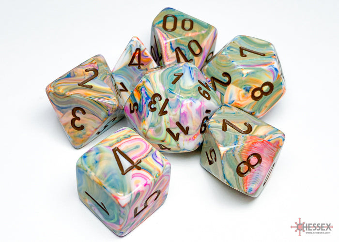 Festive Vibrant/Brown Polyhedral 7-Dice Set (CHX 27441)