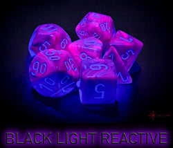 7ct Festive Poly Dice Set: Violet/White