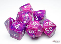 7ct Festive Poly Dice Set: Violet/White