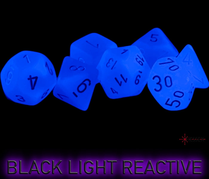 7ct Frosted Poly Dice Set: Blue/White (CHX 27406)