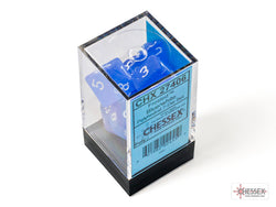 7ct Frosted Poly Dice Set: Blue/White (CHX 27406)