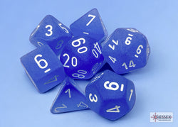 7ct Frosted Poly Dice Set: Blue/White (CHX 27406)