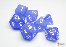 7ct Frosted Poly Dice Set: Blue/White (CHX 27406)