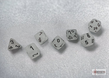 Frosted Clear/Black Polyhedral 7-Dice Set