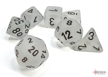 Frosted Clear/Black Polyhedral 7-Dice Set