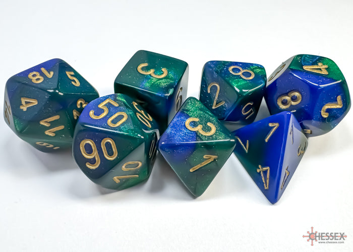 Gemini Blue-Green/Gold Polyhedral 7-Dice Set (CHX 26436)