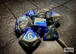 Gemini Blue-Steel/White Polyhedral 7-Dice Set (CHX 26423)