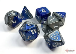 Gemini Blue-Steel/White Polyhedral 7-Dice Set (CHX 26423)