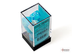 Gemini Pearl Turquoise-White/Blue Luminary Polyhedral 7-Dice Set (CHX 26465)