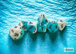 Gemini Teal-White/Black Polyhedral 7-Dice Set