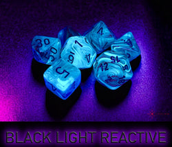 Ghostly Glow Pink/Silver Polyhedral 7-Dice Set (CHX 27524)