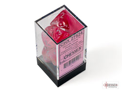 Ghostly Glow Pink/Silver Polyhedral 7-Dice Set (CHX 27524)