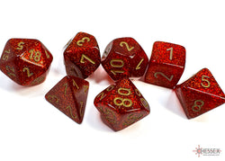 Glitter Ruby/Gold Polyhedral 7-Dice Set (CHX 27504)