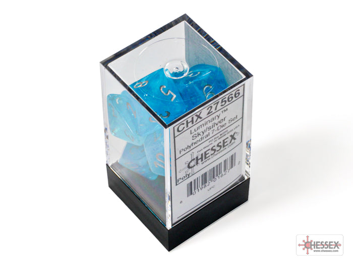 Luminary Sky/Silver Polyhedral 7-Dice Set (CHX 27566)