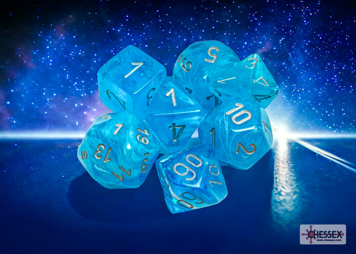 Luminary Sky/Silver Polyhedral 7-Dice Set (CHX 27566)